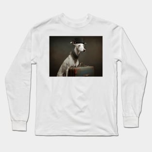 Funny Whippet with a Suitcase Long Sleeve T-Shirt